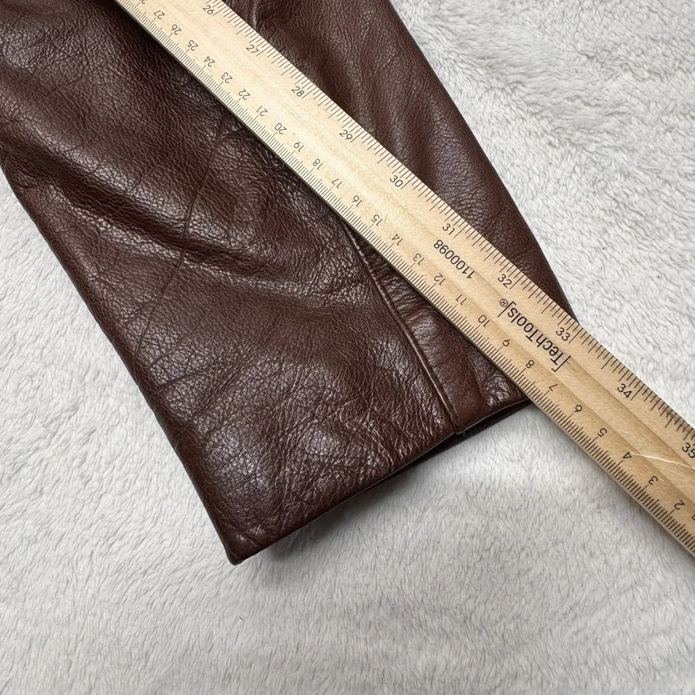 VTG 90 Banana Republic‎ Mens Large Brown Leather Full Zip Jacket Classic Collar